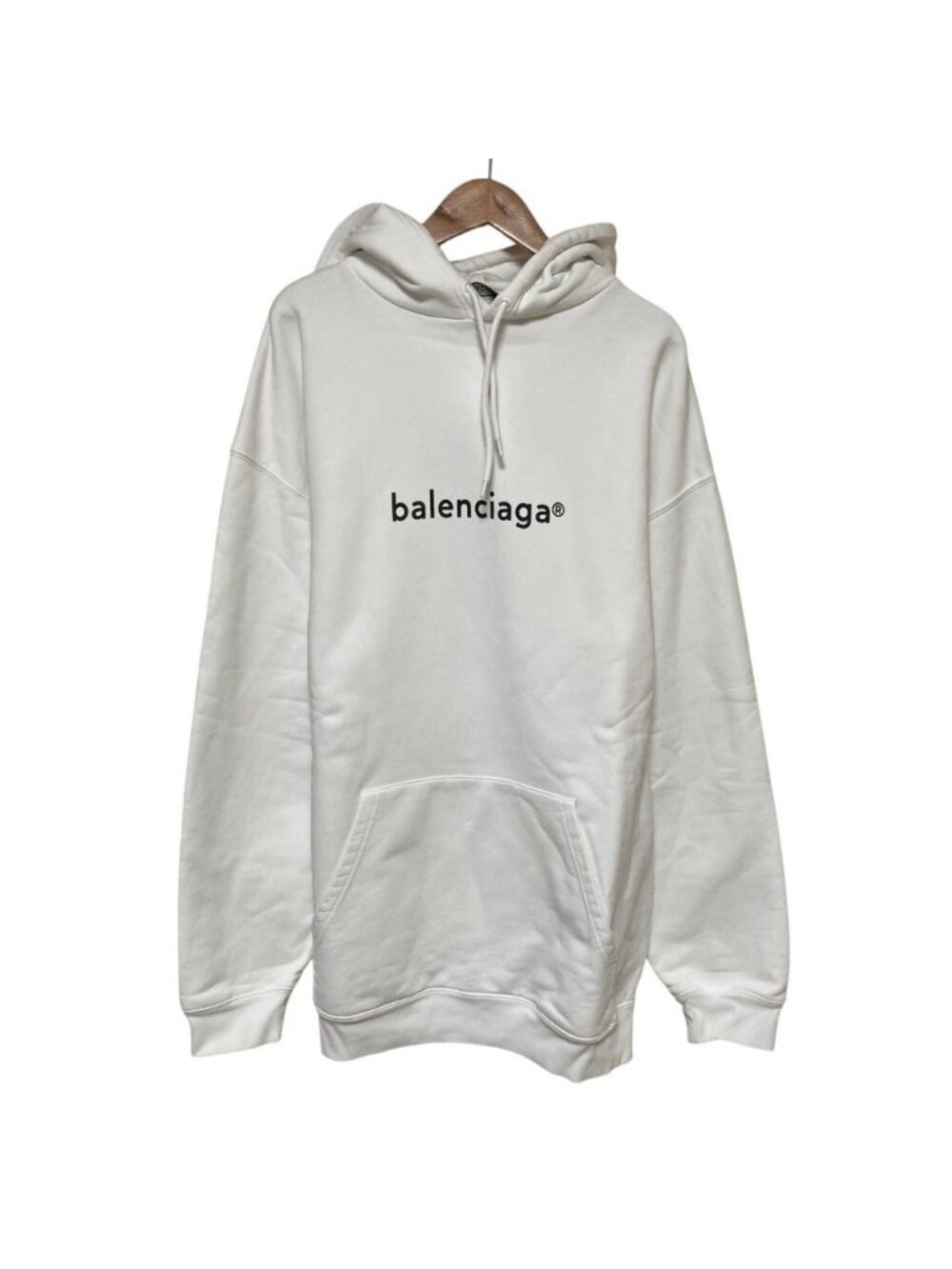 Balenciaga Logo Print Hoodie Sweatshirt White Spring Summer Fall Winter M